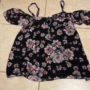 Torrid Black and Pink Floral Top